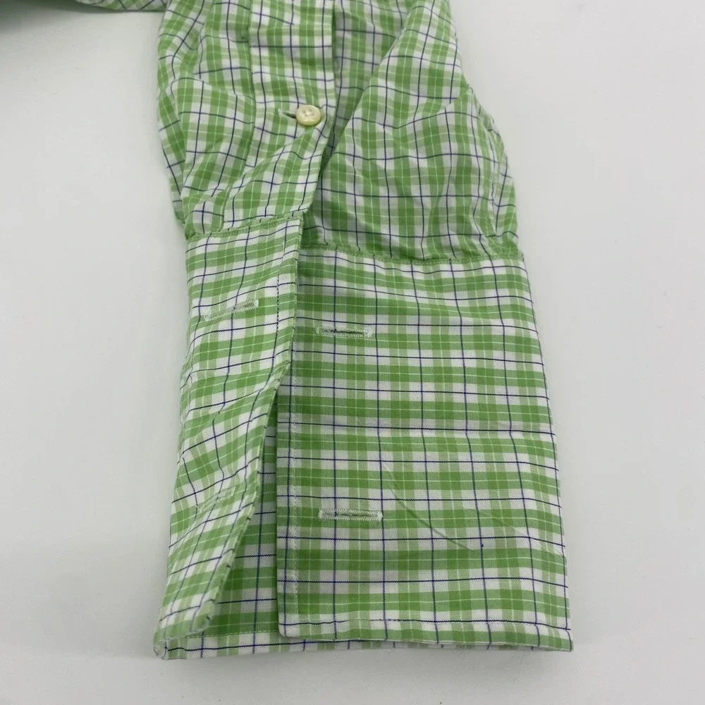 Polo‎ Ralph Lauren Button Down Mens 18-35 Green Plaid Curham Cotton Dress Shirt